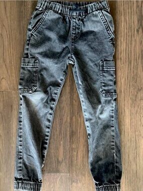 Cat & Jack Black Washed Cargo denim Joggers 3T nwot